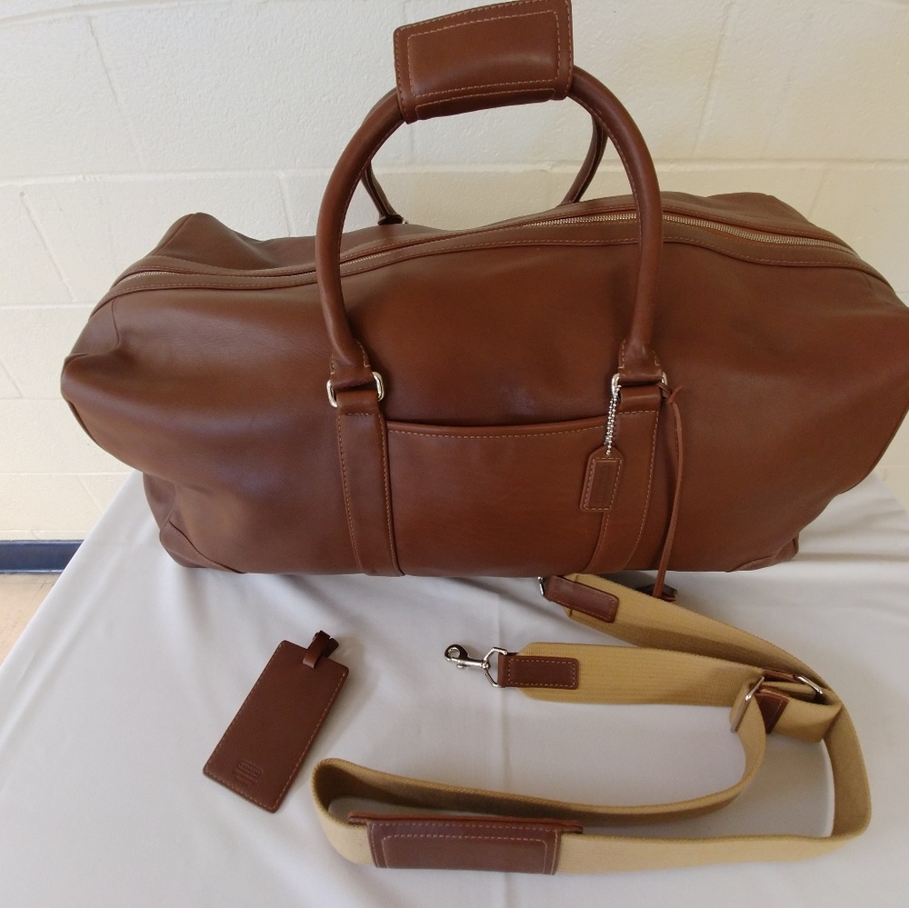 Coach Brown Leather Zip Lock Travel Duffel Bag